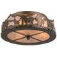 Meyda Lighting Running Horses 16" 3-Light Antique Copper Flush Mount Light With Silver Mica Shade Glass