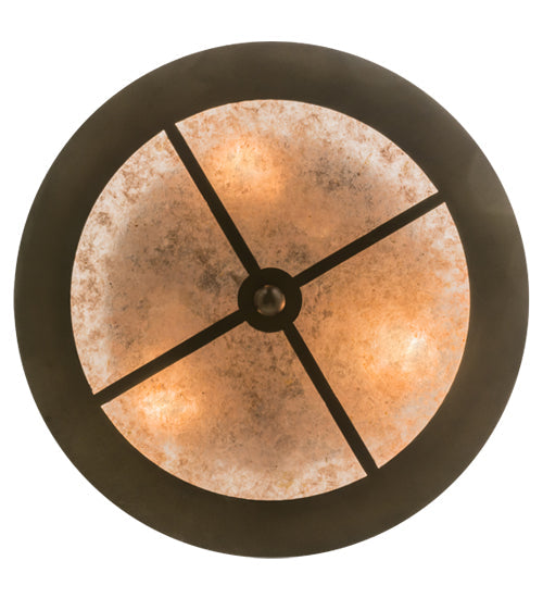 Meyda Lighting Running Horses 16" 3-Light Antique Copper Flush Mount Light With Silver Mica Shade Glass