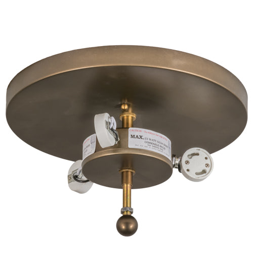 Meyda Lighting Running Horses 16" 3-Light Antique Copper Flush Mount Light With Silver Mica Shade Glass