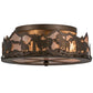 Meyda Lighting Running Horses 16" 3-Light Antique Copper Flush Mount Light With Silver Mica Shade Glass