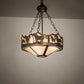 Meyda Lighting Running Horses 16" 3-Light Antique Copper Inverted Pendant Light With Silver Mica Shade Glass