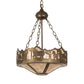 Meyda Lighting Running Horses 16" 3-Light Antique Copper Inverted Pendant Light With Silver Mica Shade Glass