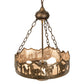 Meyda Lighting Running Horses 16" 3-Light Antique Copper Inverted Pendant Light With Silver Mica Shade Glass