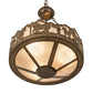 Meyda Lighting Running Horses 16" 3-Light Antique Copper Inverted Pendant Light With Silver Mica Shade Glass