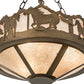 Meyda Lighting Running Horses 16" 3-Light Antique Copper Inverted Pendant Light With Silver Mica Shade Glass