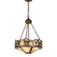 Meyda Lighting Running Horses 16" 3-Light Antique Copper Inverted Pendant Light With Silver Mica Shade Glass