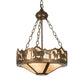 Meyda Lighting Running Horses 16" 3-Light Antique Copper Inverted Pendant Light With Silver Mica Shade Glass