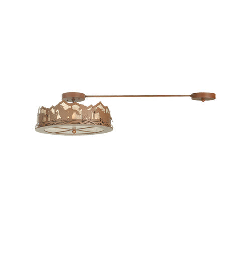 Meyda Lighting Running Horses 16" 3-Light Rust Flush Mount Light With Silver Mica Shade Glass