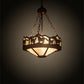 Meyda Lighting Running Horses 16" 3-Light Rust Inverted Pendant Light With Silver Mica Shade Glass