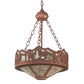 Meyda Lighting Running Horses 16" 3-Light Rust Inverted Pendant Light With Silver Mica Shade Glass