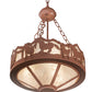 Meyda Lighting Running Horses 16" 3-Light Rust Inverted Pendant Light With Silver Mica Shade Glass