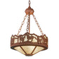 Meyda Lighting Running Horses 16" 3-Light Rust Inverted Pendant Light With Silver Mica Shade Glass