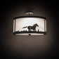 Meyda Lighting Running Horses 19" 2-Light Blackened Pewter Semi-flush Mount Light With Contrail Mist Idalight Shade