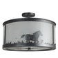 Meyda Lighting Running Horses 19" 2-Light Blackened Pewter Semi-flush Mount Light With Contrail Mist Idalight Shade