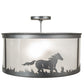 Meyda Lighting Running Horses 19" 2-Light Blackened Pewter Semi-flush Mount Light With Contrail Mist Idalight Shade