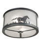 Meyda Lighting Running Horses 19" 2-Light Blackened Pewter Semi-flush Mount Light With Contrail Mist Idalight Shade