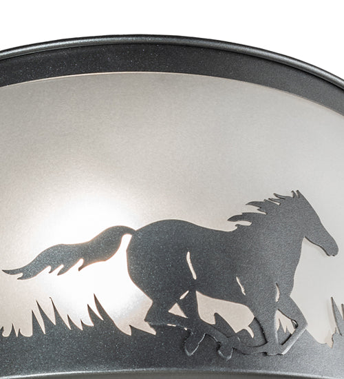 Meyda Lighting Running Horses 19" 2-Light Blackened Pewter Semi-flush Mount Light With Contrail Mist Idalight Shade