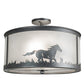 Meyda Lighting Running Horses 19" 2-Light Blackened Pewter Semi-flush Mount Light With Contrail Mist Idalight Shade