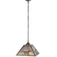 Meyda Lighting Running Horses 22" 2-Light Antique Copper Pendant Light With Silver Mica Shade Glass