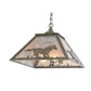 Meyda Lighting Running Horses 22" 2-Light Antique Copper Pendant Light With Silver Mica Shade Glass