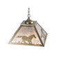 Meyda Lighting Running Horses 22" 2-Light Antique Copper Pendant Light With Silver Mica Shade Glass