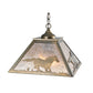 Meyda Lighting Running Horses 22" 2-Light Antique Copper Pendant Light With Silver Mica Shade Glass