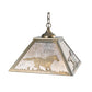 Meyda Lighting Running Horses 22" 2-Light Antique Copper Pendant Light With Silver Mica Shade Glass
