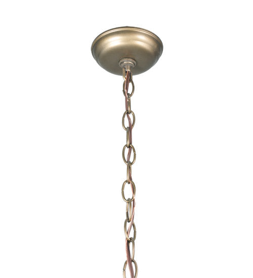 Meyda Lighting Running Horses 22" 2-Light Antique Copper Pendant Light With Silver Mica Shade Glass