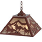 Meyda Lighting Running Horses 22" 2-Light Rust Pendant Light With Silver Mica Shade Glass