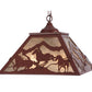 Meyda Lighting Running Horses 22" 2-Light Rust Pendant Light With Silver Mica Shade Glass