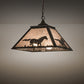 Meyda Lighting Running Horses 22" 2-Light Timeless Bronze Pendant Light With Silver Mica Shade Glass