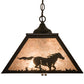 Meyda Lighting Running Horses 22" 2-Light Timeless Bronze Pendant Light With Silver Mica Shade Glass