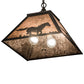 Meyda Lighting Running Horses 22" 2-Light Timeless Bronze Pendant Light With Silver Mica Shade Glass