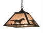 Meyda Lighting Running Horses 22" 2-Light Timeless Bronze Pendant Light With Silver Mica Shade Glass