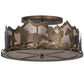 Meyda Lighting Running Horses 22" 4-Light Antique Copper Flush Mount Light With Silver Mica Shade Glass