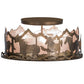 Meyda Lighting Running Horses 22" 4-Light Antique Copper Flush Mount Light With Silver Mica Shade Glass