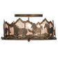 Meyda Lighting Running Horses 22" 4-Light Antique Copper Flush Mount Light With Silver Mica Shade Glass