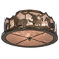 Meyda Lighting Running Horses 22" 4-Light Antique Copper Flush Mount Light With Silver Mica Shade Glass