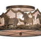 Meyda Lighting Running Horses 22" 4-Light Antique Copper Flush Mount Light With Silver Mica Shade Glass