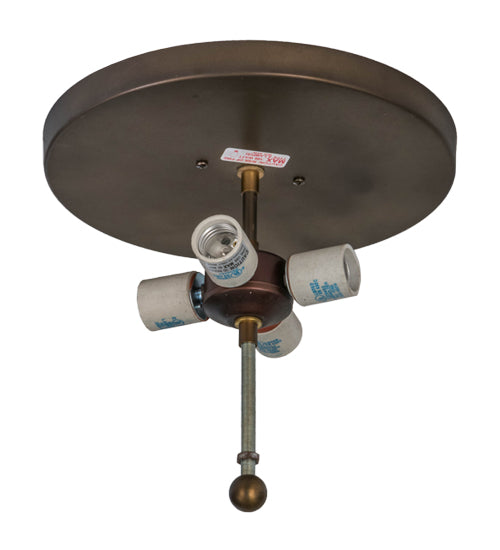 Meyda Lighting Running Horses 22" 4-Light Antique Copper Flush Mount Light With Silver Mica Shade Glass