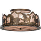 Meyda Lighting Running Horses 22" 4-Light Antique Copper Flush Mount Light With Silver Mica Shade Glass