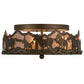 Meyda Lighting Running Horses 254703 16" 3-Light Antique Copper Flush Mount Light With Silver Mica Shade Glass