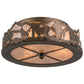 Meyda Lighting Running Horses 254703 16" 3-Light Antique Copper Flush Mount Light With Silver Mica Shade Glass