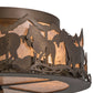 Meyda Lighting Running Horses 254703 16" 3-Light Antique Copper Flush Mount Light With Silver Mica Shade Glass