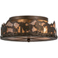 Meyda Lighting Running Horses 254703 16" 3-Light Antique Copper Flush Mount Light With Silver Mica Shade Glass