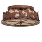 Meyda Lighting Running Horses 254823 16" 3-Light Rust Flush Mount Light With Silver Mica Shade Glass