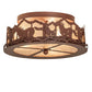 Meyda Lighting Running Horses 254823 16" 3-Light Rust Flush Mount Light With Silver Mica Shade Glass