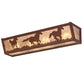 Meyda Lighting Running Horses 254836 24" 4-Light Rust Vanity Light With Silver Mica Shade Glass