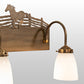 Meyda Lighting Running Horses 27" 3-Light Antique Copper Vanity Light With White Shade Glass