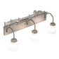 Meyda Lighting Running Horses 27" 3-Light Industrial Steel Vanity Light With White Opal Shade Glass